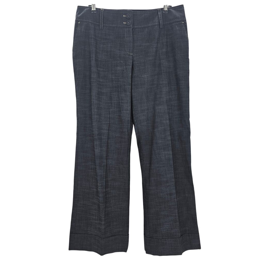 Apt. 9 Womans size 16 Plus size Wide Leg Cotton Blend Trousers Dress Pants Blue